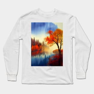 Colorful Autumn Landscape Watercolor 7 Long Sleeve T-Shirt